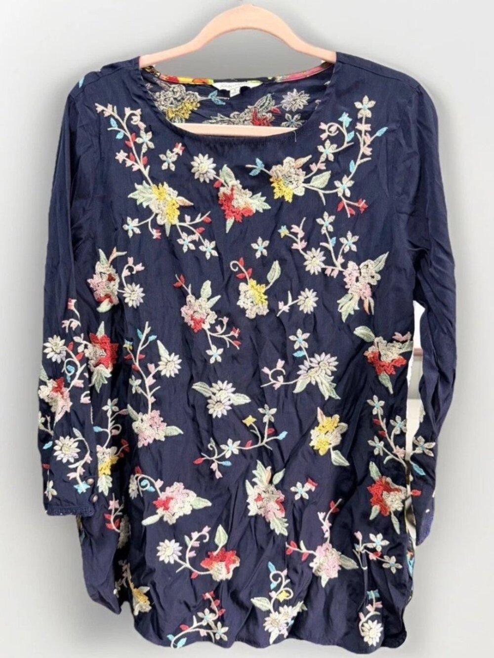 John Mark Women's Small Embroidered Tunic Top Boho Peasant Blouse Small